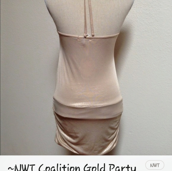 NWT Coalition Metallic Gold Halterneck Bodycon Mini Small - Picture 4 of 4